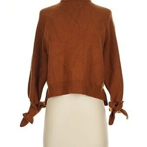 Zara Rust Cowl Neck Sweater with Sleeve Ties